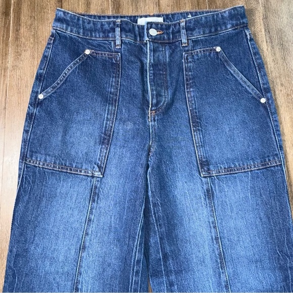 LOFT High Rise Straight Leg Jeans Medium Blue Utility - Picture 9 of 13